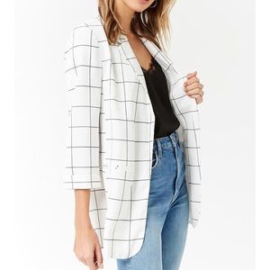 FOREVER21 Open-Front Grid Blazer (NEVERWORN)